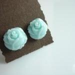 Baby Blue Rose Studs
