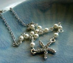 Oceane Nautical Ocean Theme Wedding Starfish and Pearl Necklace