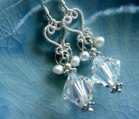 Stephanie Sweet Heart Swarovski Crystal Wedding Bridal Earrings