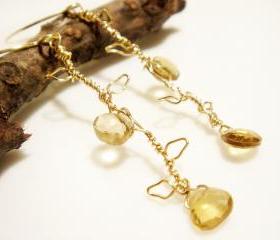 Exclusive Tourmaline Branch and Leaves 14k Gold Filled Earrings