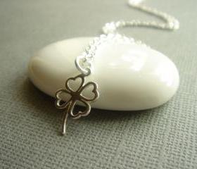 Irish Shamrock 4 Leaf Clover Sterling Silver Necklace