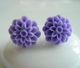 Purple Dahlia Stud Earrings