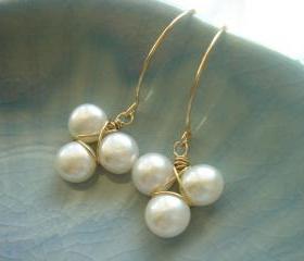 Freshwater Pearl Flower 14k Gold Filled Earrings