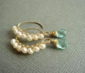 Romance Rich Apatite and Freshwater Pearl 14k Gold Filled Earrings