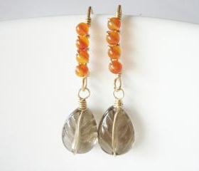Nature Inspired Fruit and Leaves 14k Gold Filled Earrings