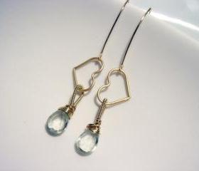 Prasiolite Heart 14k Gold Filled Earrings