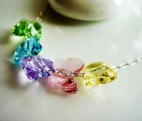 Garden Butterflies Swarovski Crystal Sterling Silver Necklace