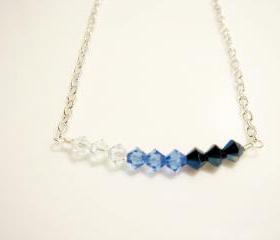 Blue Ombre Swarovski Crystal Sterling Silver Necklace
