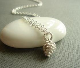 Delicate Sterling Silver Pine Cone Necklace