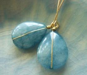 Large Bridesmaid Brazilian Aquamarine 14k Gold Filled Earrings