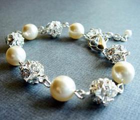 Carolyn Dazzling Swarovski Pearl Bridal Bracelet