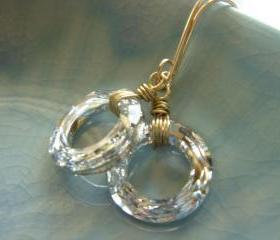 Silver Swarovski Crystal Hoop 14k Gold Filled Earrings
