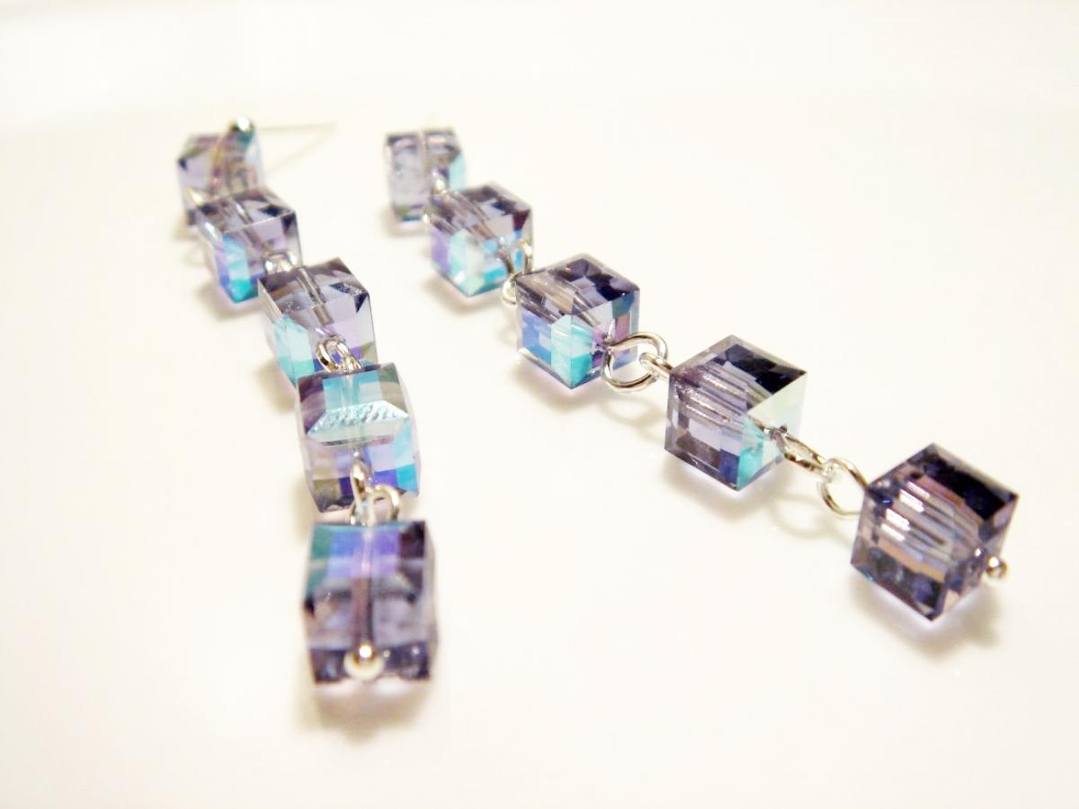 Pristine Tanzanite Swarovski Crystal Sterling Silver Earrings