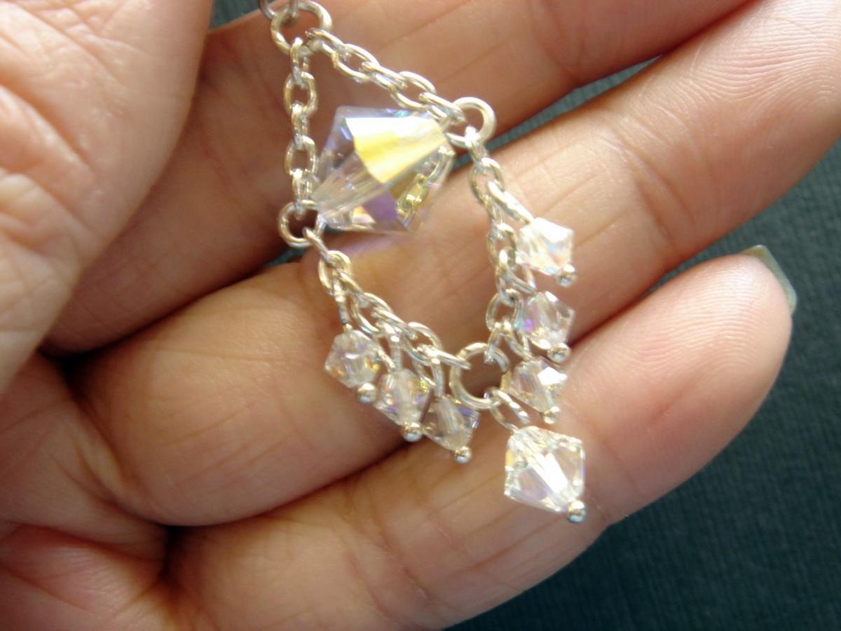 Josephine Sensuous Exquisite Diamond Swarovski Crystal and Sterling Silver Earrings