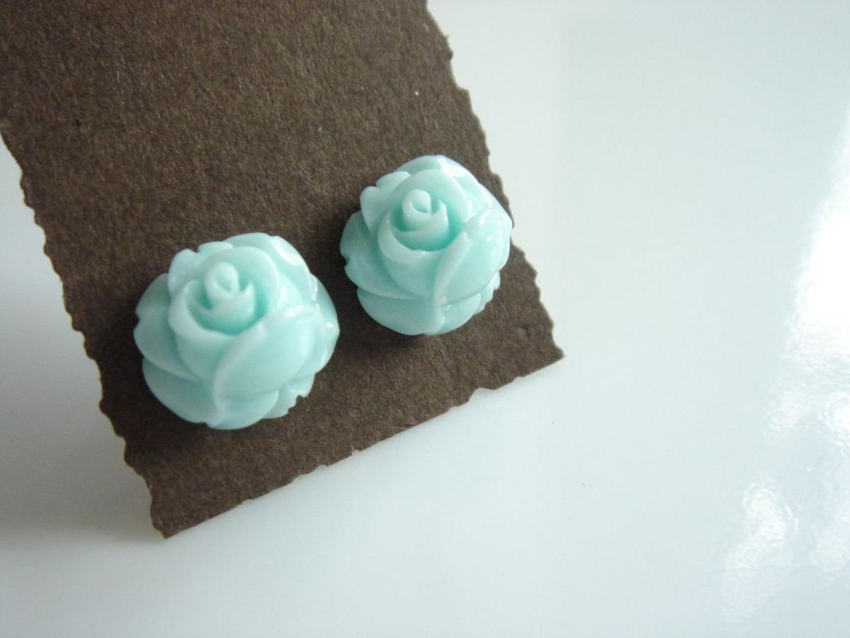 Baby Blue Rose Studs