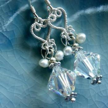 Stephanie Sweet Heart Swarovski Crystal Wedding Bridal Earrings