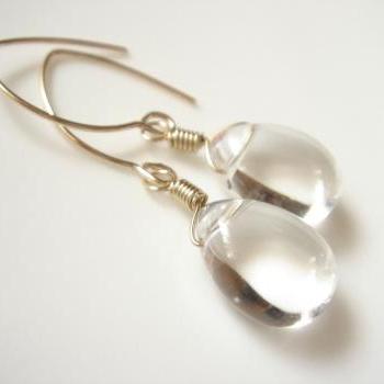 Unforgettable Clear Quartz Wedding 14k Gold Filled Earrings