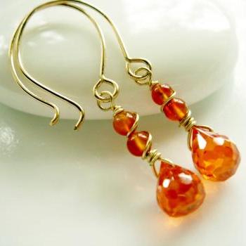 Sunshine CZ Carnelian 14k Gold Filled Earrings