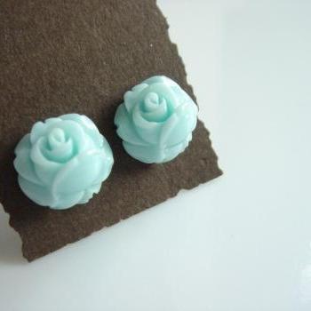 Baby Blue Rose Studs