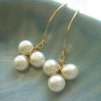 Freshwater Pearl Flower 14k Gold Filled Earrings